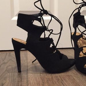 Black lace up heels